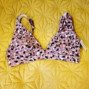 NWT Leopard Print Bralette Swim Top